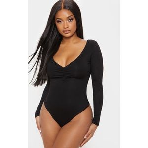 PLT Shape Ruched Long Sleeve Bodysuit